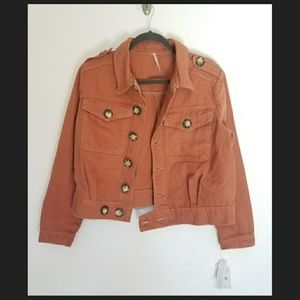 Free People Denim terracotta jacket